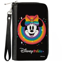 PU Zip Around Wallet Rectangle - Minnie Mouse DISNEY PRIDE Smiling Face Black Rainbow