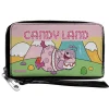 PU Zip Around Wallet Rectangle - Candy Land Jolly Laughing Pose and Gum Drop Mountains Multi Color