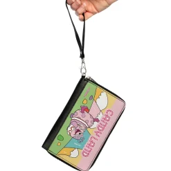 PU Zip Around Wallet Rectangle - Candy Land Jolly Laughing Pose and Gum Drop Mountains Multi Color