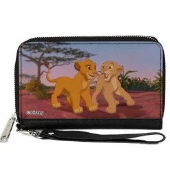 PU Zip Around Wallet Rectangle - The Lion King Young Simba & Nala Scene