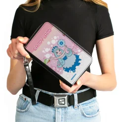 PU Zip Around Wallet Rectangle - CANDY LAND Queen Frostine Ice Cream Sea Pose Pinks