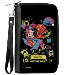 PU Zip Around Wallet Rectangle - Superman LAST SON OF KRYPTON Pose Black