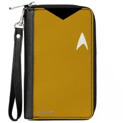 PU Zip Around Wallet Rectangle - Classic Star Trek Captain Kirk Character Body Close-Up Yellow