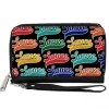 PU Zip Around Wallet Rectangle - SAUCE Baseball Script Black/Multi Color