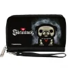 PU Zip Around Wallet Rectangle - SKELANIMALS Maxx the Bulldog Fog Pose and Title Logo Black/White