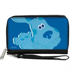 PU Zip Around Wallet Rectangle - Blue's Clues Blue Full Body Smiling Pose Blues