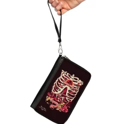 PU Zip Around Wallet Rectangle - Rick and Morty ANATOMY PARK Rib Cage Scene Black