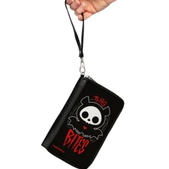 PU Zip Around Wallet Rectangle - SKELANIMALS Diego the Bat Fog Pose This Bites