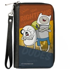 PU Zip Around Wallet Rectangle - Adventure Time Jake and Finn RIGHTEOUS DUDES Pose Multi Color