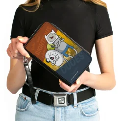 PU Zip Around Wallet Rectangle - Adventure Time Jake and Finn RIGHTEOUS DUDES Pose Multi Color