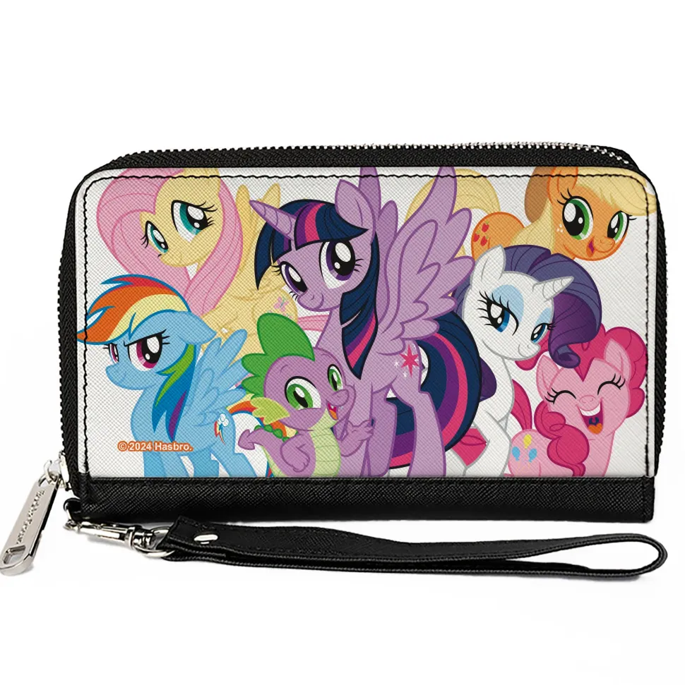 PU Zip Around Wallet Rectangle - My Little Pony Mane Six and Spike Group Pose White