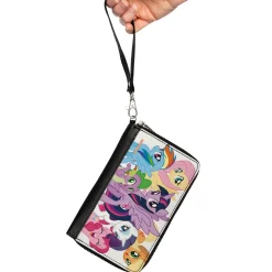 PU Zip Around Wallet Rectangle - My Little Pony Mane Six and Spike Group Pose White