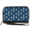 PU Zip Around Wallet Rectangle - Lilo & Stitch Duckling Poses Scattered Blue