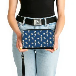 PU Zip Around Wallet Rectangle - Lilo & Stitch Duckling Poses Scattered Blue