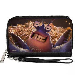 PU Zip Around Wallet Rectangle - Moana Tamatoa Smiling Face CLOSE-UP