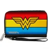 PU Zip Around Wallet Rectangle - Wonder Woman Logo/Stripe Red/Yellows/Blue