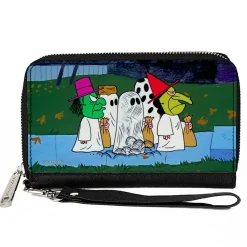 PU Zip Around Wallet Rectangle - Peanuts Gang Halloween Trick or Treat Group Pose