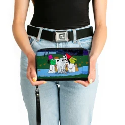 PU Zip Around Wallet Rectangle - Peanuts Gang Halloween Trick or Treat Group Pose