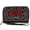 PU Zip Around Wallet Rectangle - A NIGHTMARE ON ELM STREET Scribble Freddy Melt Grays/Reds