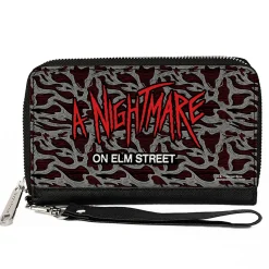 PU Zip Around Wallet Rectangle - A NIGHTMARE ON ELM STREET Scribble Freddy Melt Grays/Reds