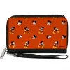 PU Zip Around Wallet Rectangle - Mickey Mouse Poses and Expressions Scattered Red