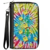 PU Zip Around Wallet Rectangle - SpongeBob Dancing Pose Scattered Tie Dye Multi Color
