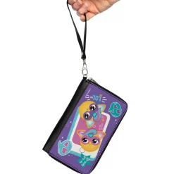 PU Zip Around Wallet Rectangle - Furby Furbmoji BFFs Pose and Quotes Purple/Multi Color