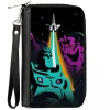 PU Zip Around Wallet Rectangle - Lightyear Buzz and Zurg Spaceship Pose Black Teal Purple