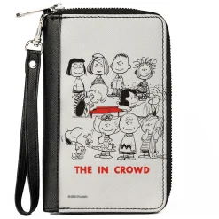 PU Zip Around Wallet Rectangle - Peanuts Gang THE IN CROWD Group Pose White/Black/Red