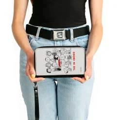 PU Zip Around Wallet Rectangle - Peanuts Gang THE IN CROWD Group Pose White/Black/Red