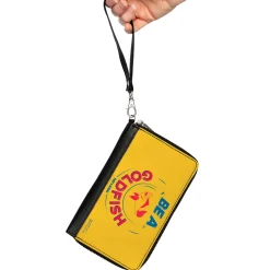 PU Zip Around Wallet Rectangle - Ted Lasso BE A GOLDFISH Quote Yellow Blue Red