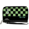 PU Zip Around Wallet Rectangle - RICK AND MORTY Rick Running Pose Checker Black/Green