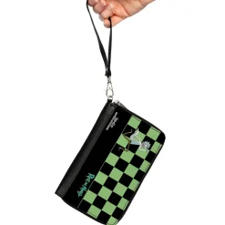 PU Zip Around Wallet Rectangle - RICK AND MORTY Rick Running Pose Checker Black/Green