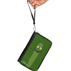 PU Zip Around Wallet Rectangle - Rick and Morty Pickle Rick Grinning Greens