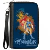 PU Zip Around Wallet Rectangle - THUNDERCATS Classic Series Lion-O Pose and Logos Blue Multi Color
