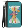 PU Zip Around Wallet Rectangle - Candy Land KANDY RULES King Kandy Pose Teal/Multi Color