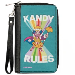 PU Zip Around Wallet Rectangle - Candy Land KANDY RULES King Kandy Pose Teal/Multi Color