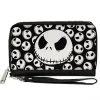 PU Zip Around Wallet Rectangle - The Nightmare Before Christmas Jack Expression3 Centered/Scattered Black/White