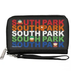 PU Zip Around Wallet Rectangle - SOUTH PARK Boys Text Logo Repeat Black/Multi Color