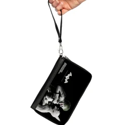PU Zip Around Wallet Rectangle - BATMAN ARKHAM CITY Batman and Joker Pose Black/Grays