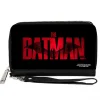 PU Zip Around Wallet Rectangle - THE BATMAN Movie Bat Title Weathered Black Red