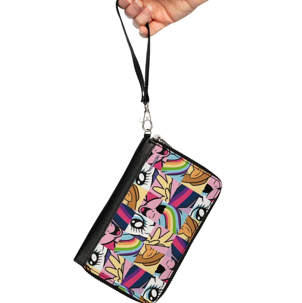 PU Zip Around Wallet Rectangle - My Little Pony Friendship is Magic Close-Up Blocks Collage