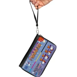 PU Zip Around Wallet Rectangle - Peanuts SNOOPY FIRST BEAGLE ON THE MOON Poses Blue/Multi Color