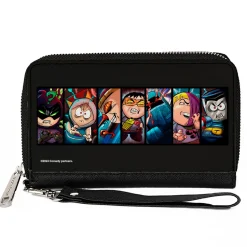 PU Zip Around Wallet Rectangle - South Park the Fracture but Whole Player Pose Blocks Black