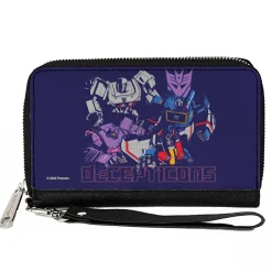 PU Zip Around Wallet Rectangle - Transformers DECEPTICONS Group Pose and Text Blues
