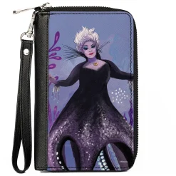 PU Zip Around Wallet Rectangle - The Little Mermaid Ursula Full Body Pose Purples
