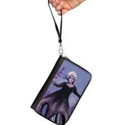 PU Zip Around Wallet Rectangle - The Little Mermaid Ursula Full Body Pose Purples