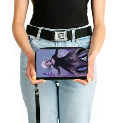 PU Zip Around Wallet Rectangle - The Little Mermaid Ursula Full Body Pose Purples