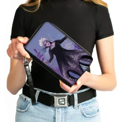 PU Zip Around Wallet Rectangle - The Little Mermaid Ursula Full Body Pose Purples