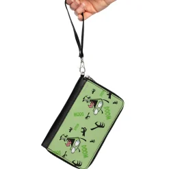 PU Zip Around Wallet Rectangle - Invader Zim GIR Screaming DOOM Pose Greens